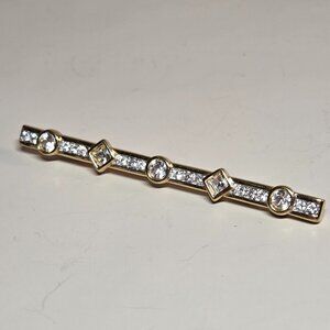 Swarovski Swan Shiny Austrian Crystal Gold Bar Pin Lapel Brooch